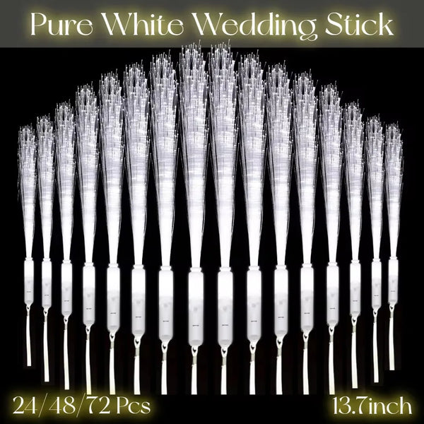 A set of 24/48/72 pieces of pure white wedding sticks for glow wand lighting.