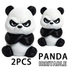 Two black and white angry panda figurines for car dashboard or home decor
