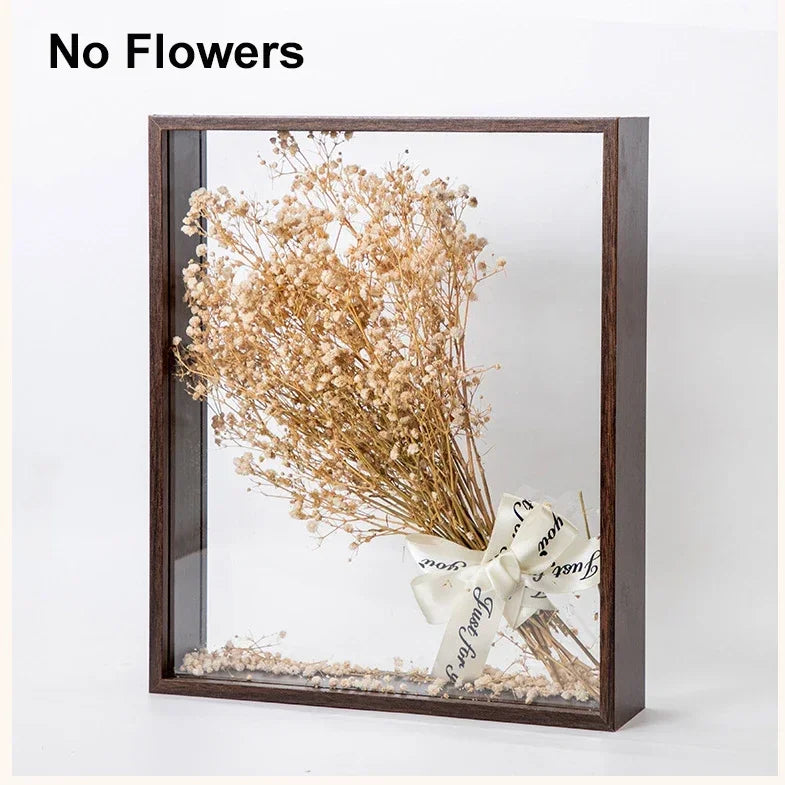 Deep Shadow Box Frame for 3D Displays - Wooden Tabletop Keepsake Case