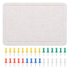 A white scalloped felt bulletin board with a cloud-shaped design and multiple push pins.