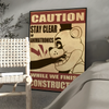 A canvas wall art poster featuring a cartoon bear character with the text CAUTION STAY CLEAR OF ANIMATRONICS.