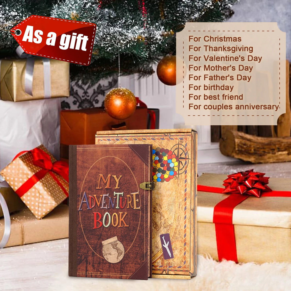 Retro Kraft Paper Adventure Photo Album with Up-Themed Accessories