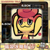 A cute, stylized pink and yellow character design for a magnetic tile or fridge magnet.