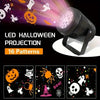 LED Halloween projection light showing 16 patterns of spooky shapes and designs.