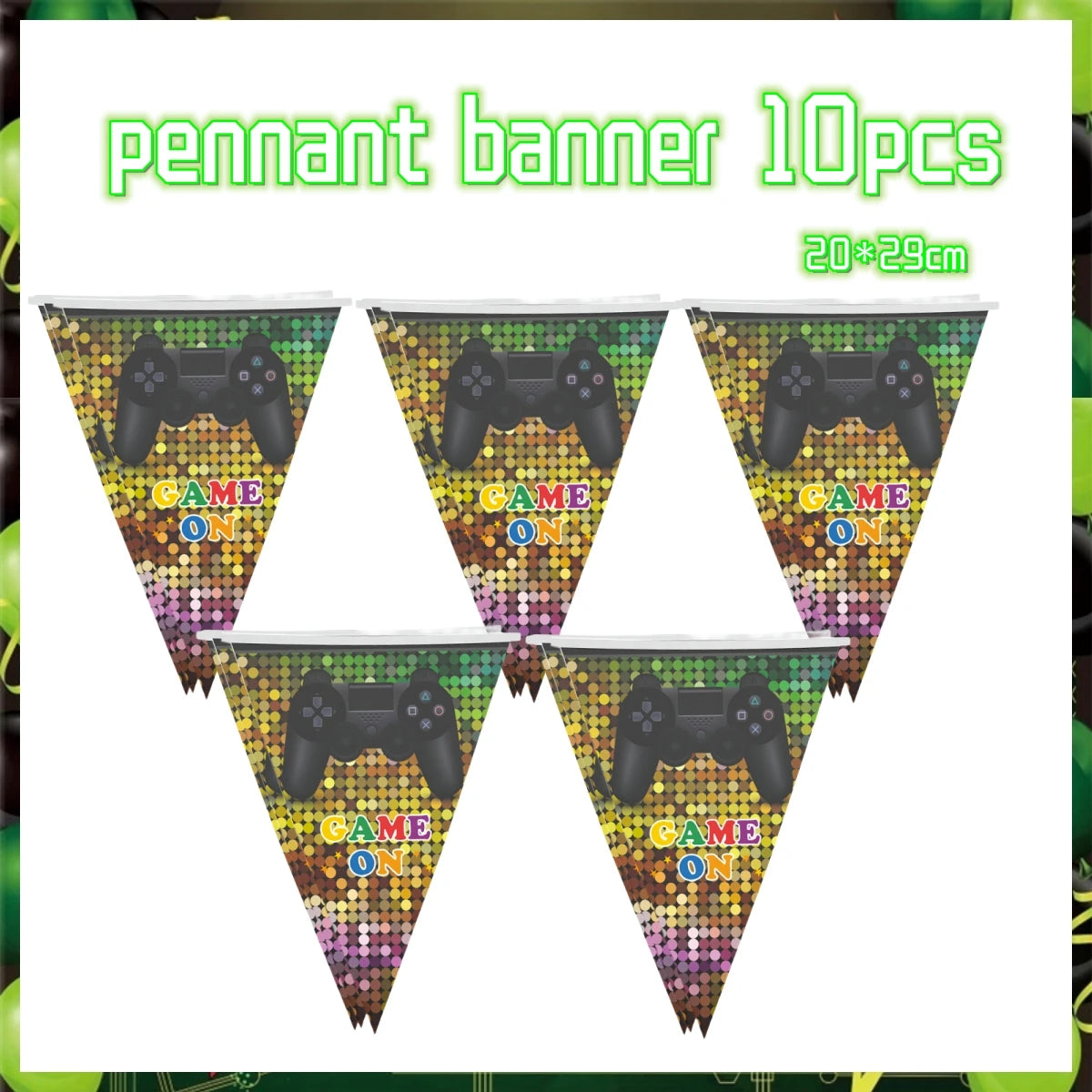 Green Video Game Birthday Party Supplies Kit with Gamepad Balloons
