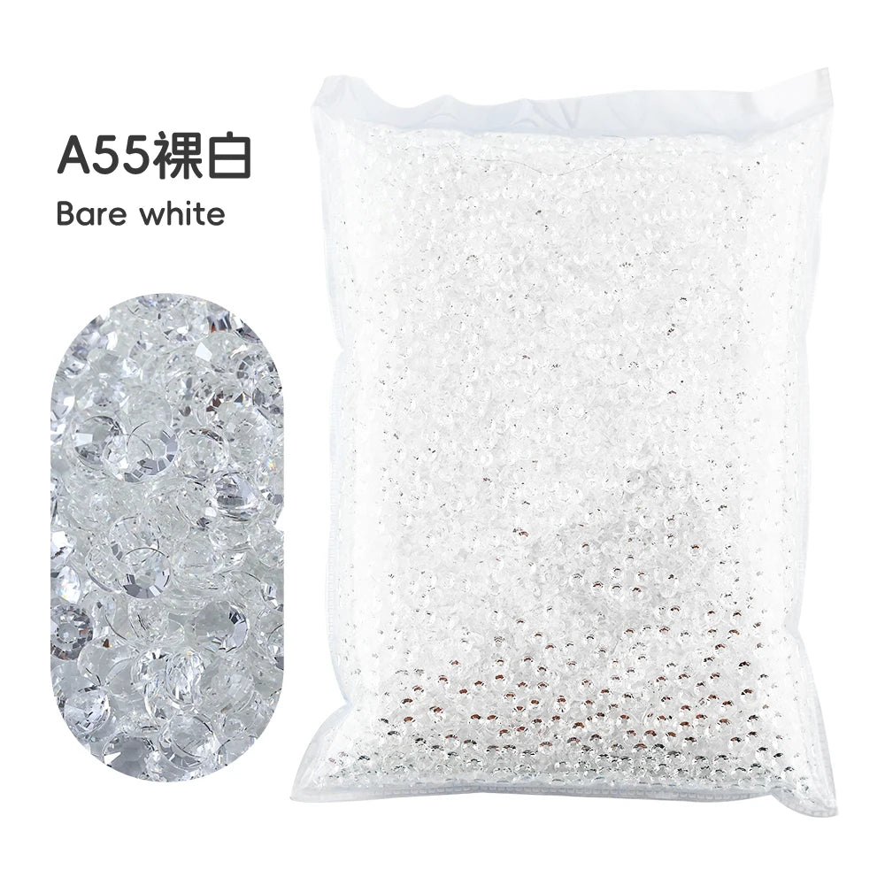 Bag of A55 bare white resin rhinestones for crafting