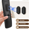 A black magnetic silicone remote control holder set showing the device and two interchangeable holders.
