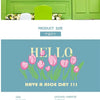 Pink tulip window decals featuring the text HELLO and HAVE A NICE DAY!!!