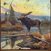 Vintage Western Ammunition and Moose Metal Tin Sign featuring a silhouette of a moose.