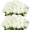 A bouquet of white artificial roses used for weddings and home decor.