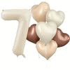 Milky White Heart-Shaped Foil Number Balloons (Set of 7)