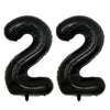 A set of two giant black foil balloons shaped like the number 22