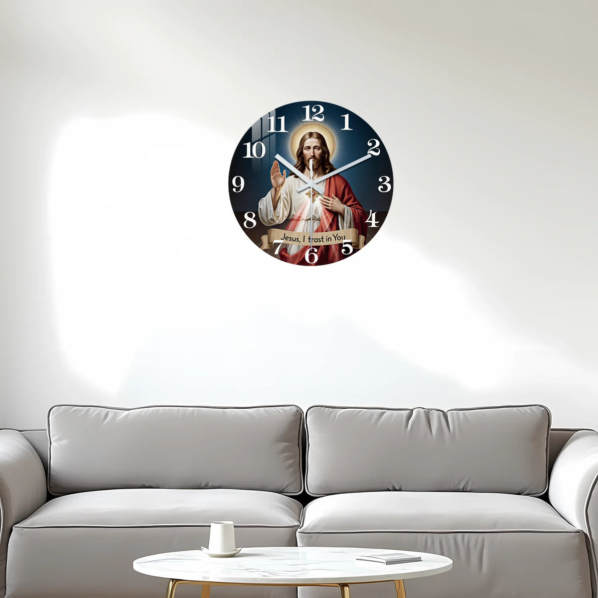 Sacred Heart Wooden Wall Clock with Silent Quartz Movement