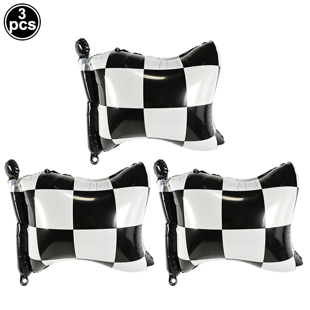 Race Car Birthday Party Balloon Decoration Set with Traffic Lights, Cones & Checkered Flags