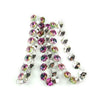Strands of iridescent crystal glass octagon beads used for home decor