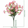 Artificial pansy flower bouquet with pink and white petals on green stems