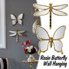 Resin butterfly wall hanging featuring a golden frame and mirror design.
