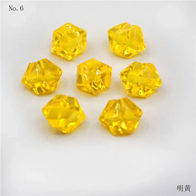 Six yellow crystal ice cube acrylic stones for vase filler or DIY decor