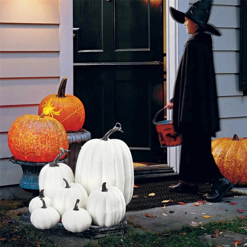 Set of 7 Artificial Pumpkins for Fall & Halloween Decor