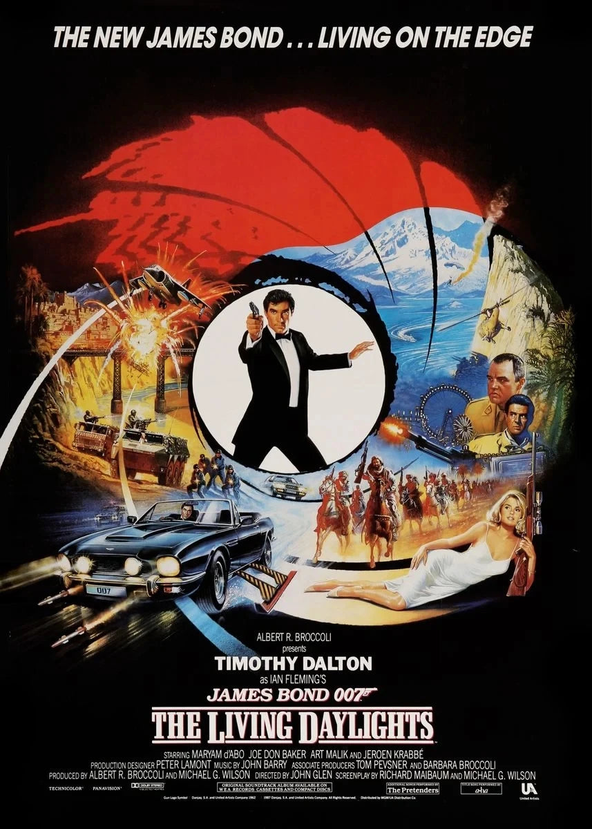 Poster for the movie The New James Bond Living on the Edge featuring a man in a tuxedo and soldiers.