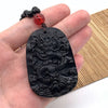 Amitabha Buddha Carved Obsidian Pendant Necklace