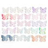 Variedad de cuentas de mariposa de vidrio de colores en varios tonos pastel
