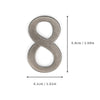 Magnetic silver number 8 for doors and mailboxes with dimensions 6.8cm by 4.1cm