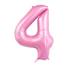A pink foil number balloon shaped like the numeral 4.