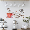 Calcomanías de pared con diseño de taza de café y el texto "Pero primero café"