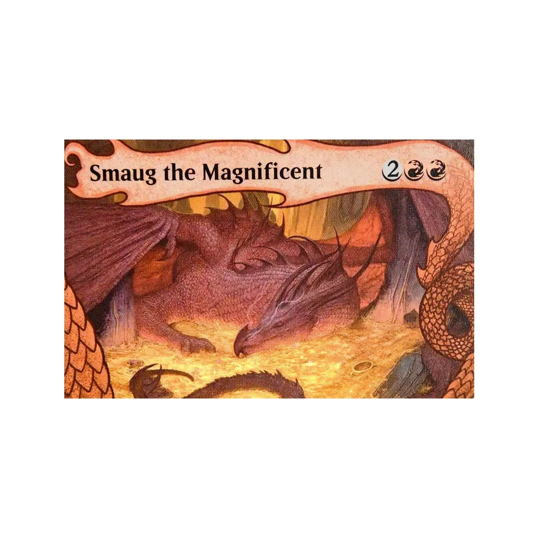 Fantasy art collectible trading card featuring a dragon in a dark, fiery setting.
