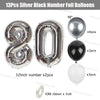 Silver and black number foil balloons including 13 pieces and ribbon for celebrations