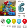 A colorful latex balloon garland kit featuring balloons in red, blue, and green colors.