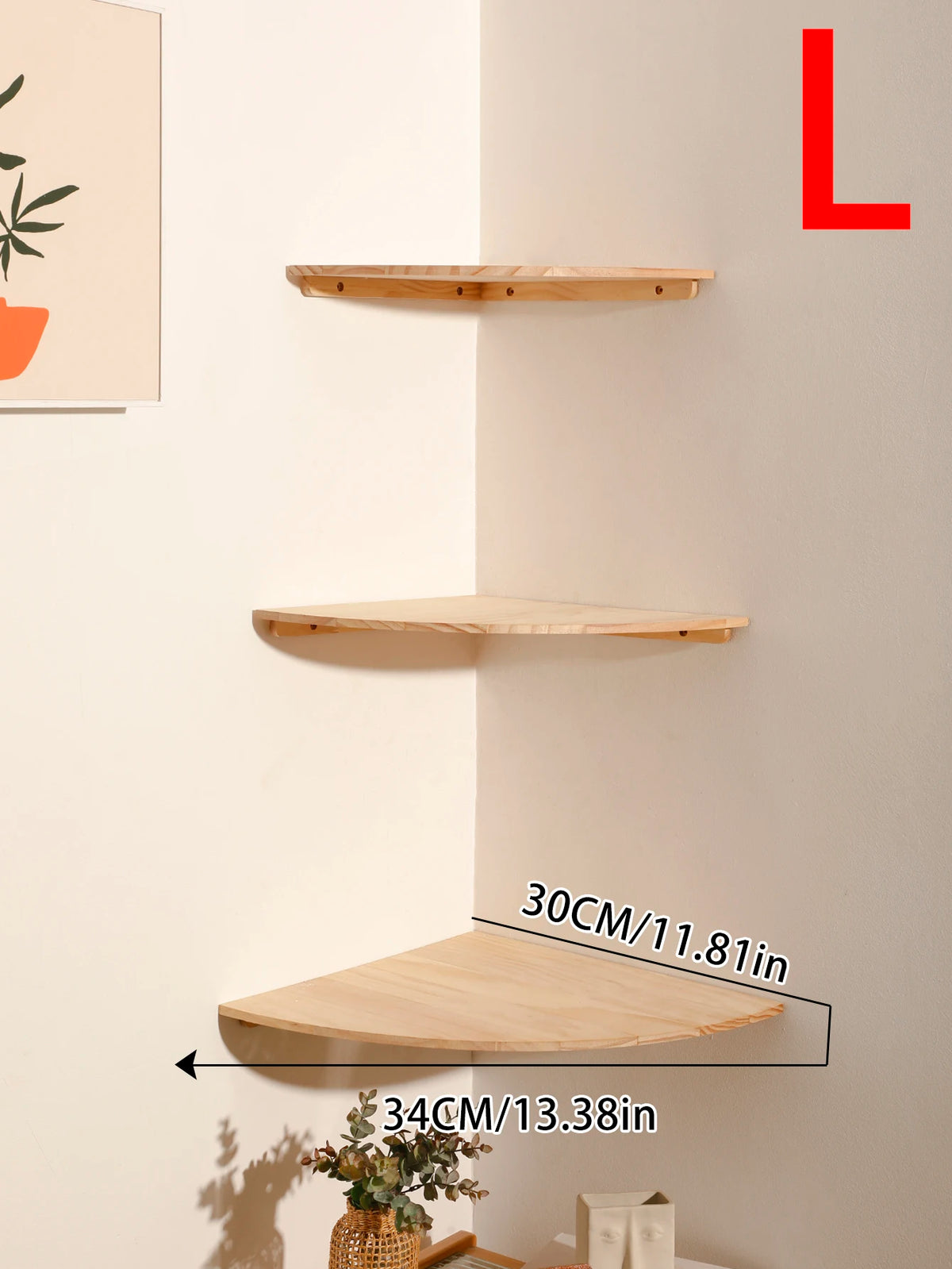 Corner Floating Wooden Wall Shelves for Home Decor