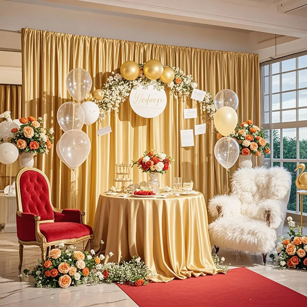 Elegant Satin Backdrop Curtain for Weddings and Events