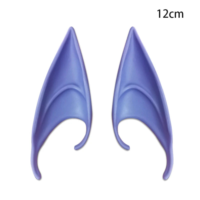 A pair of realistic purple latex elf ears for cosplay and costume parties, measuring 12cm.