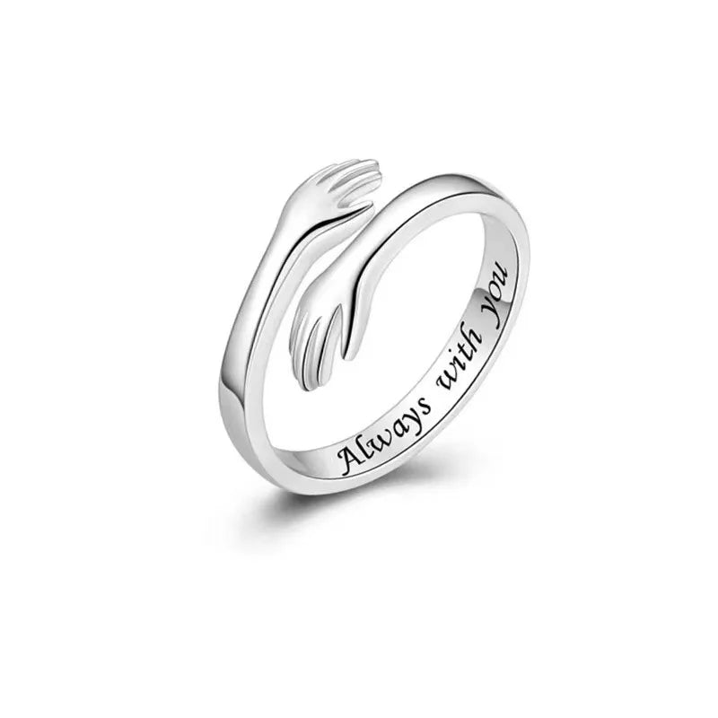 Open Design Hug Ring with Embracing Hands for Women