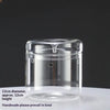 Clear glass decor vase with a lid, 12cm diameter and approx. 12cm height.