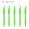 Ten pieces of bright green knives with 16.1 cm blades shown vertically