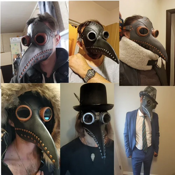 Gothic Plague Doctor Mask with Steampunk Lens Glasses
