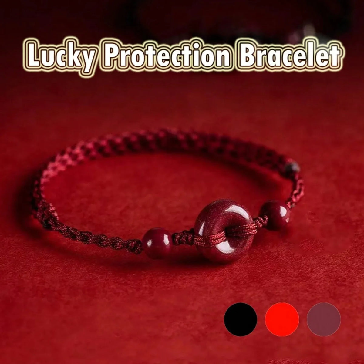 Handmade Red Rope Amulet Bracelet with Cinnabar Clasp