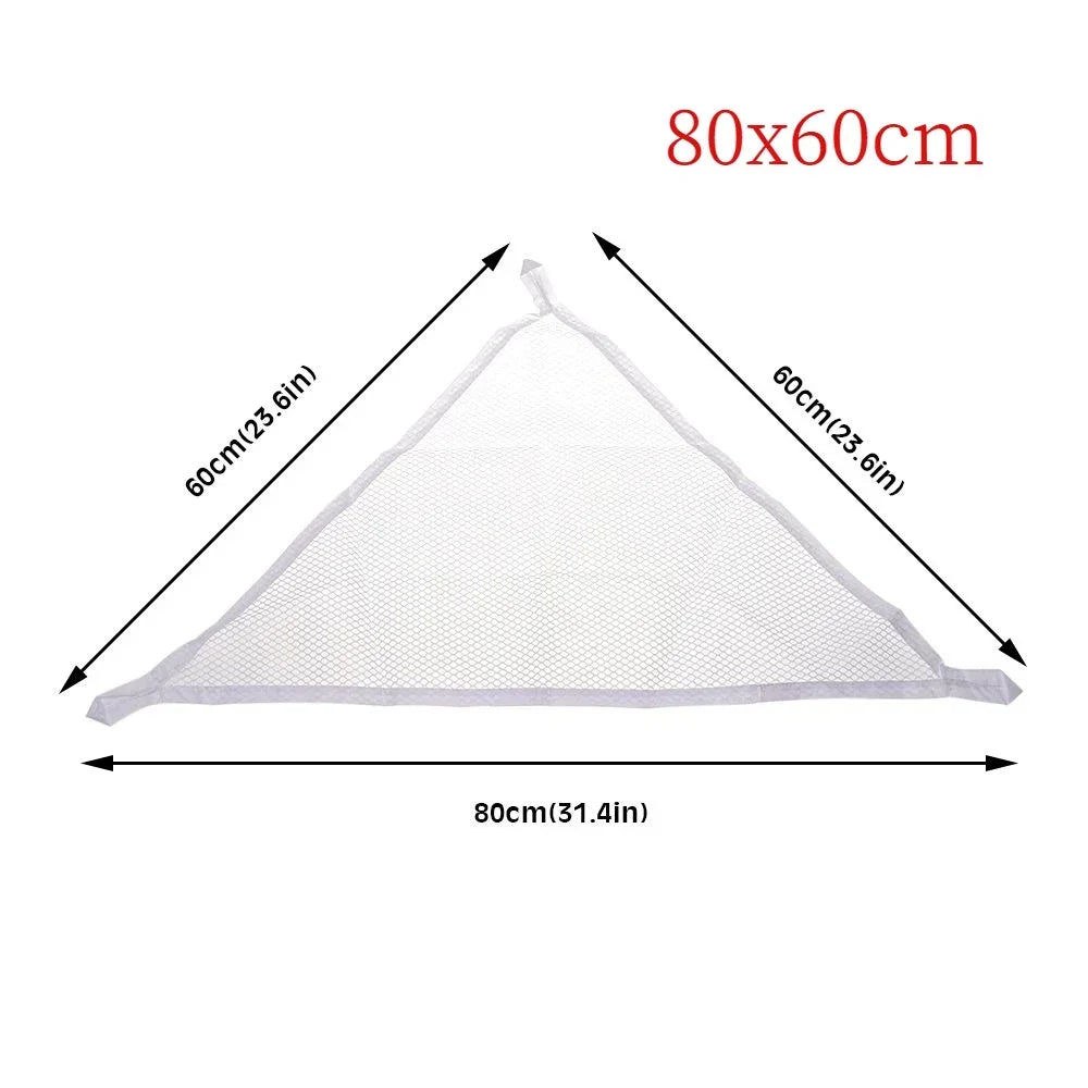 A white mesh storage organizer hammock measuring 80x60cm, designed for stuffed animals.