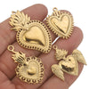 Gold Sacred Heart Charms for Jewelry Making