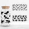 Black bat silhouette vinyl decal pattern on a white background
