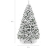 A flocked artificial Christmas tree with realistic snowy branches shown standing upright.