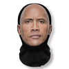 A realistic 3D printed horror balaclava mask worn by a man with a shaved head.