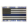 A flag design featuring the American flag with text reading Duty Honor Courage and Blue Lives Matter