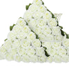 A bouquet of white velvet artificial roses, 50 stems, arranged for weddings and home décor.
