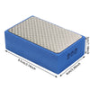 A blue rectangular polishing pad with a diamond pattern, measuring 9.5cm by 6cm.