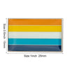 A rectangular lapel pin featuring five horizontal stripes of color: orange, yellow, white, light blue, and dark blue.