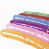 A stack of colorful latex rocket balloons in shades of green, red, blue, purple, pink, and orange.